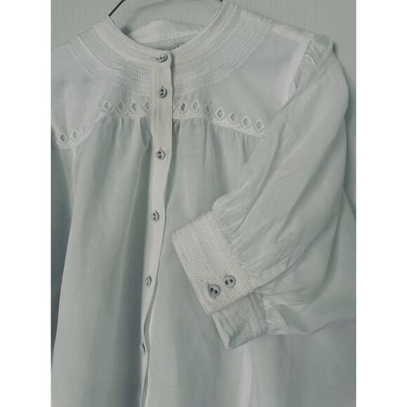 NWT Madewell Puff-Sleeve Band-Collar Shirt Size 12 - Picture 8 of 10